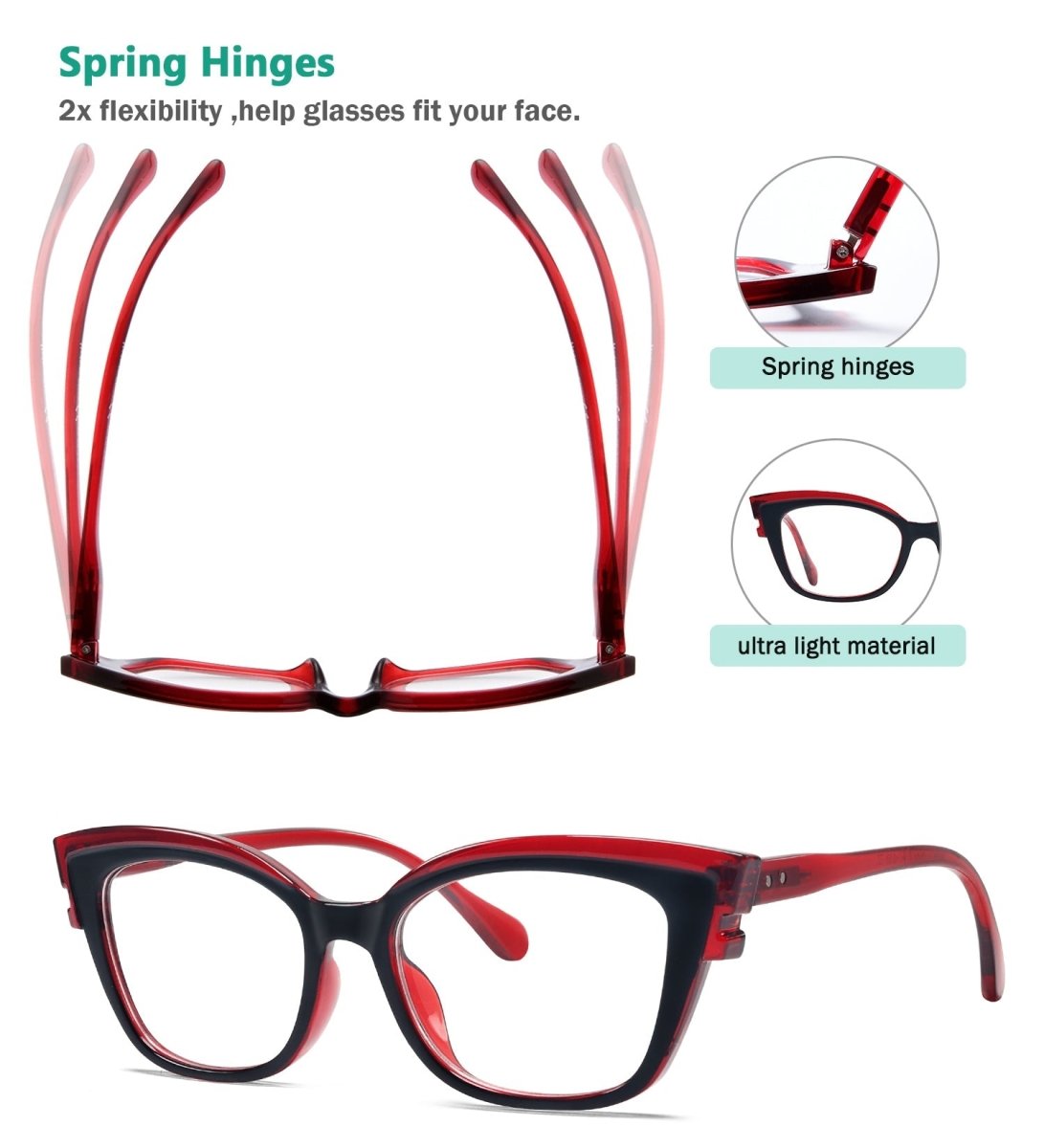 5 Pack Cat-eye Reading Glasses Stylish Readers R2127