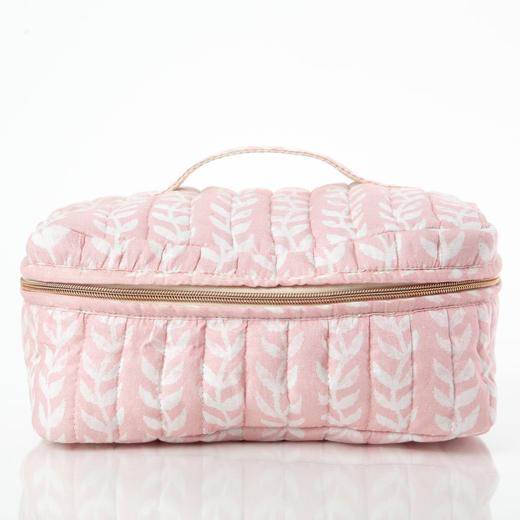 CB Powder Pink Block Print Train Case