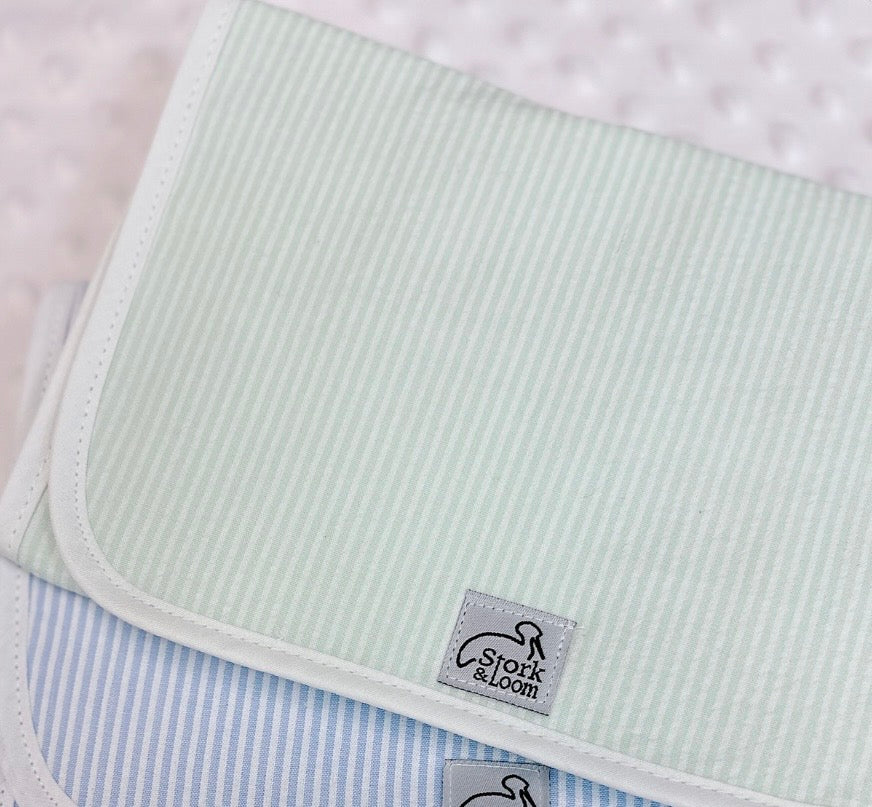 Stork and Loom Mint Seersucker Burp Cloth