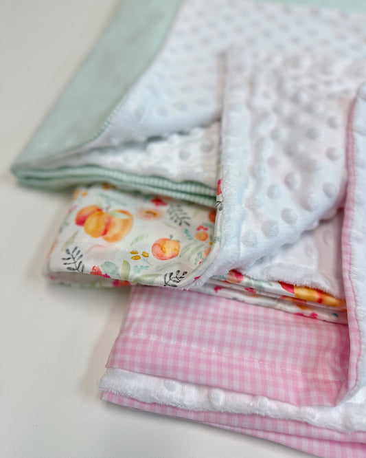 Stork and Loom Oh Peach Minky Dot Baby Blanket