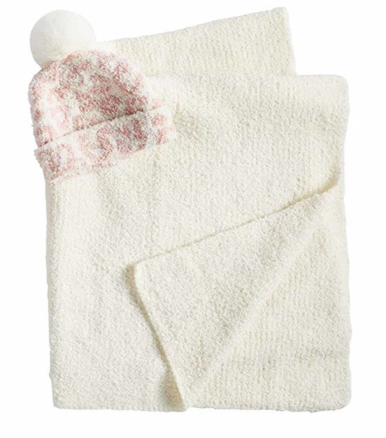 Mudpie Chenille Baby Blanket & Hat Set