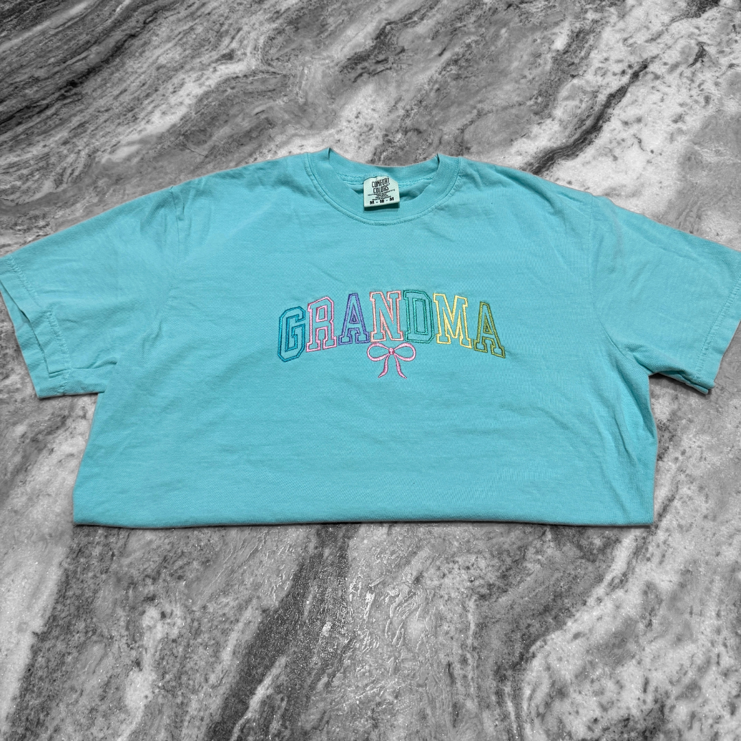 Grandma Collegiate Embroidered T-Shirt Lagoon