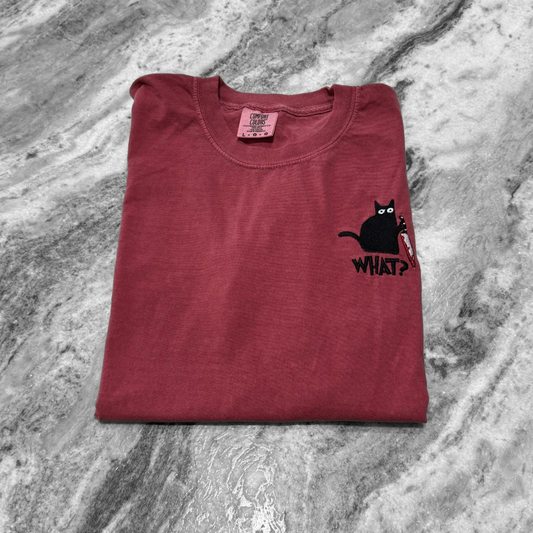 Knife Cat Cartoon Embroidered T-Shirt