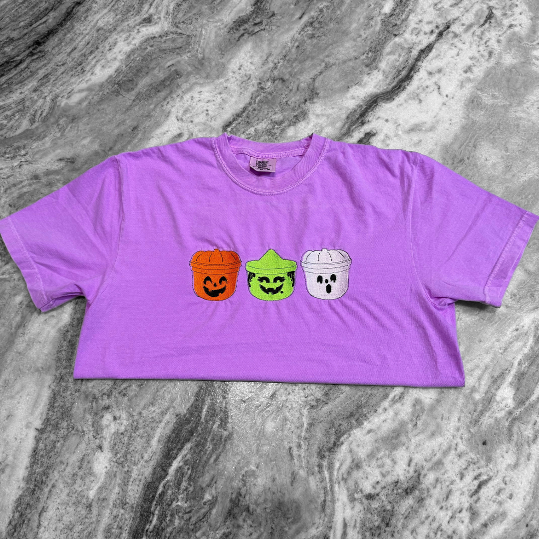 Vintage Halloween Candy Buckets Embroidered T-Shirt