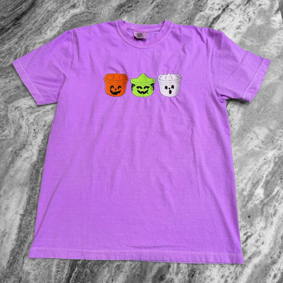 Vintage Halloween Candy Buckets Embroidered T-Shirt