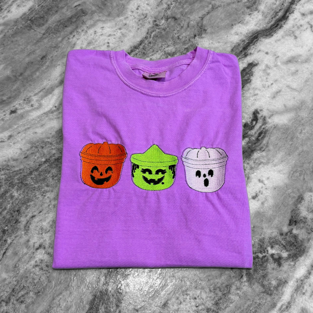 Vintage Halloween Candy Buckets Embroidered T-Shirt