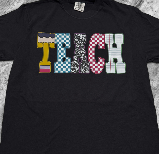 School Teach Symbols Printed Tee