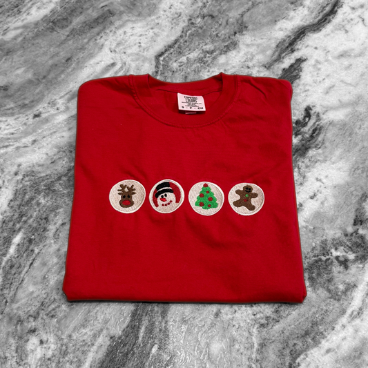 Christmas Sugar Cookies Embroidered T-Shirt