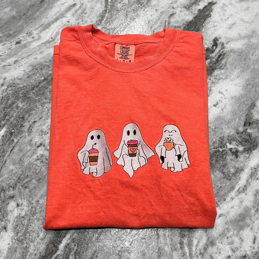 Coffeeshop Ghosts Embroidered T-Shirt