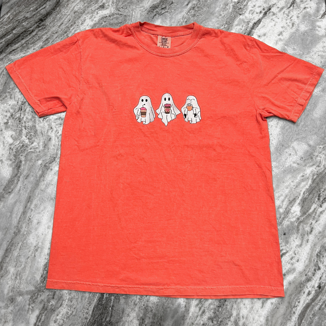 Coffeeshop Ghosts Embroidered T-Shirt