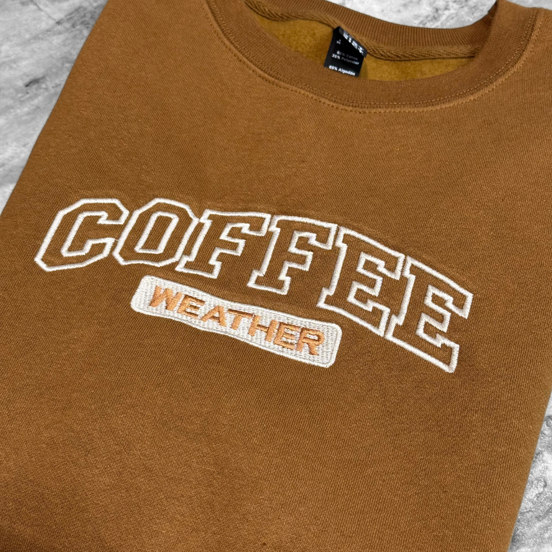 Coffee Weather Embroidered Crew