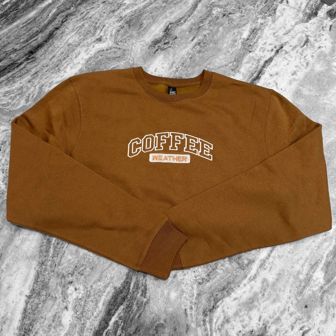 Coffee Weather Embroidered Crew