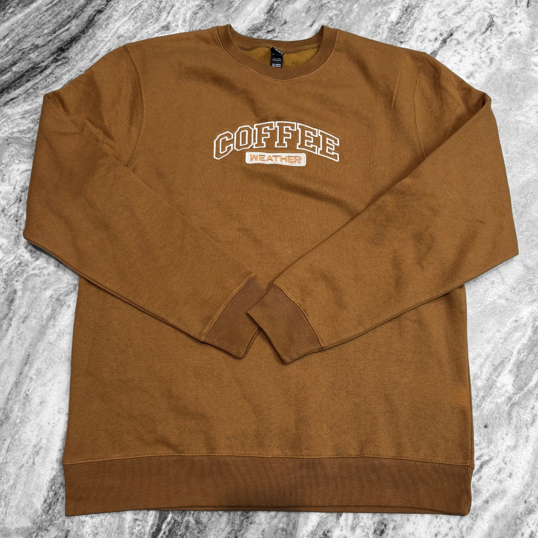 Coffee Weather Embroidered Crew