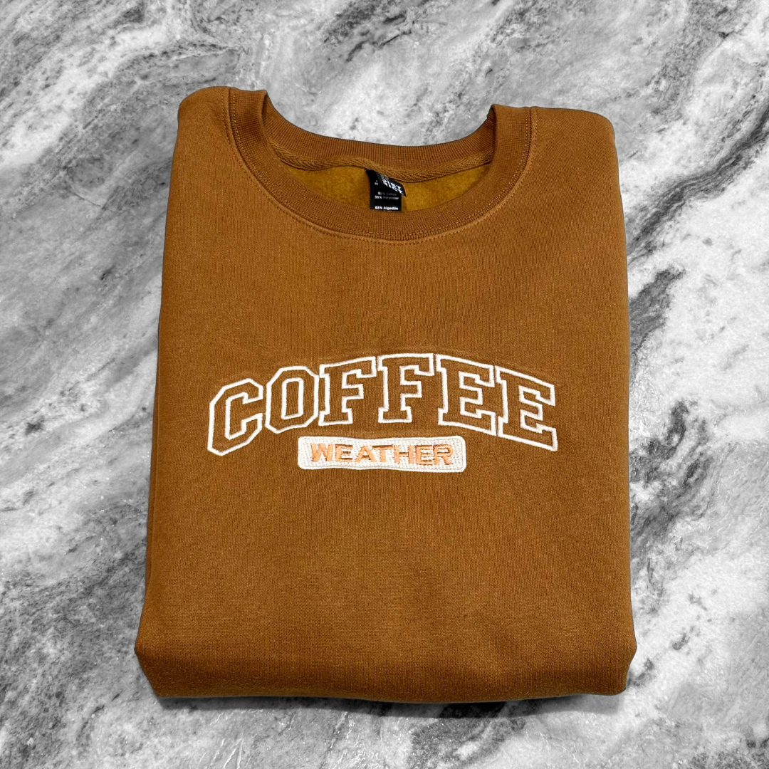 Coffee Weather Embroidered Crew