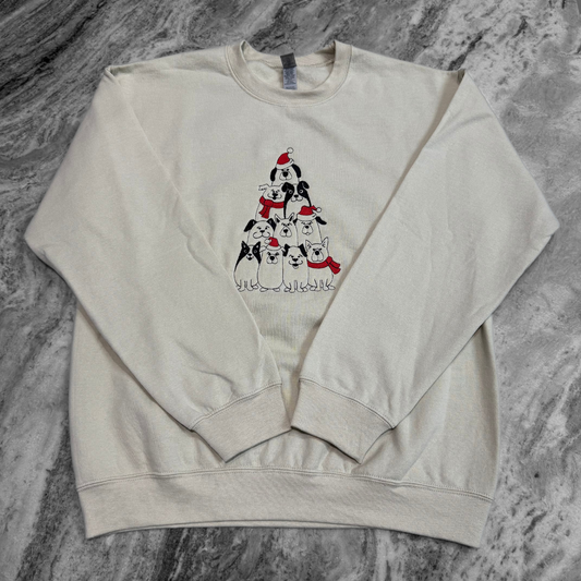 Doggy Christmas Tree Embroidered Crew
