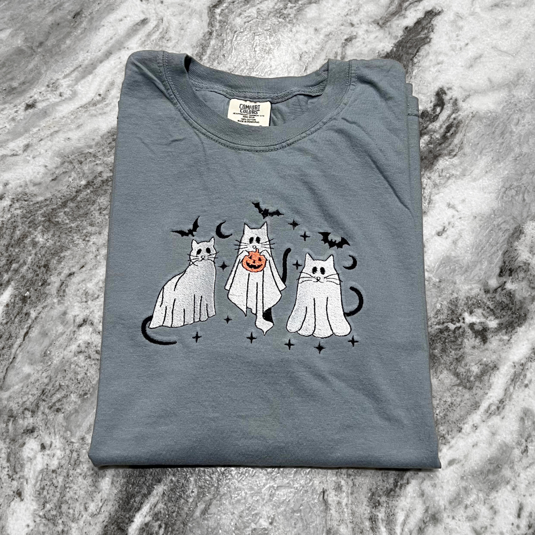 Ghost Cats Embroidered T-Shirt – Ibettink