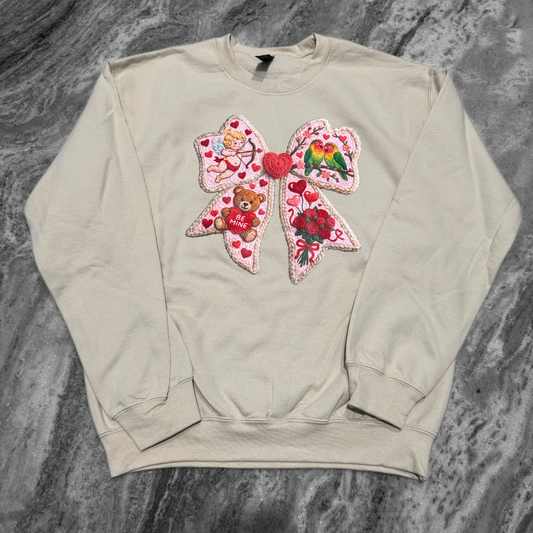 Faux Crochet Valentine's Printed Sweatshirt