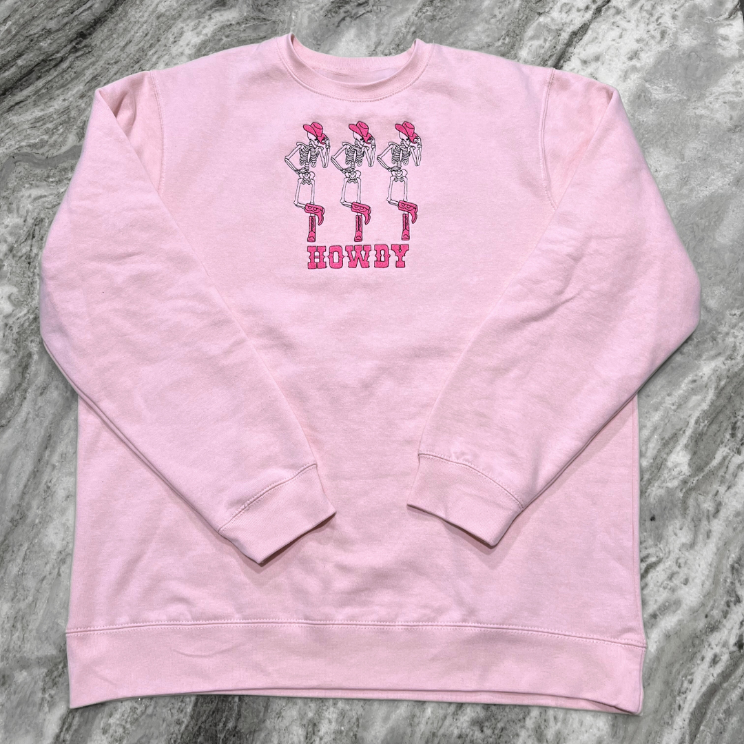 Howdy Skeletons Embroidered Crew