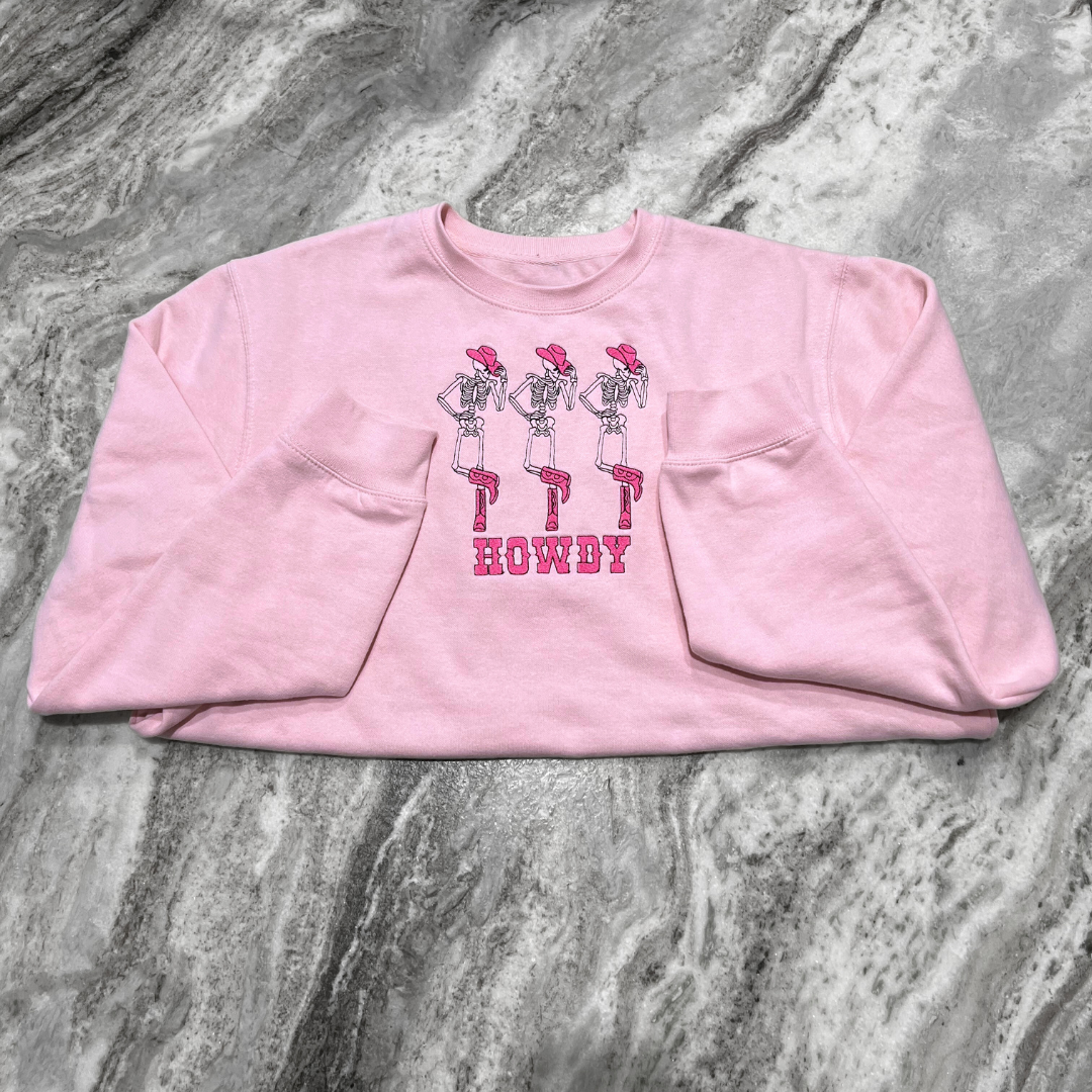 Howdy Skeletons Embroidered Crew