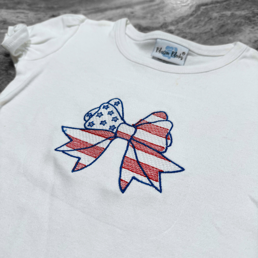 American Flag Ribbon Girl's Ruffle Tee