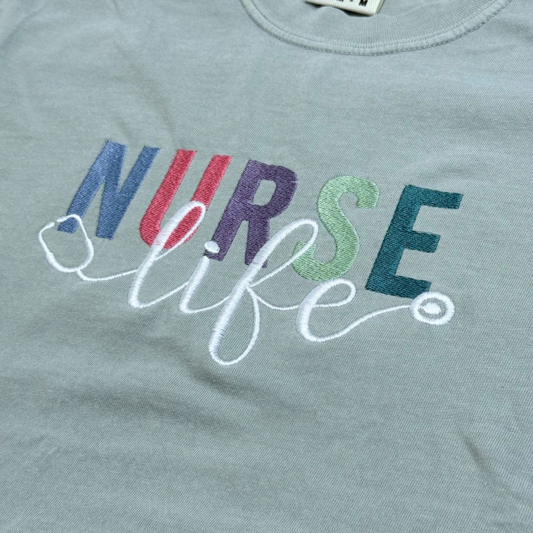 Nurse Life Pastel Embroidered T-Shirt