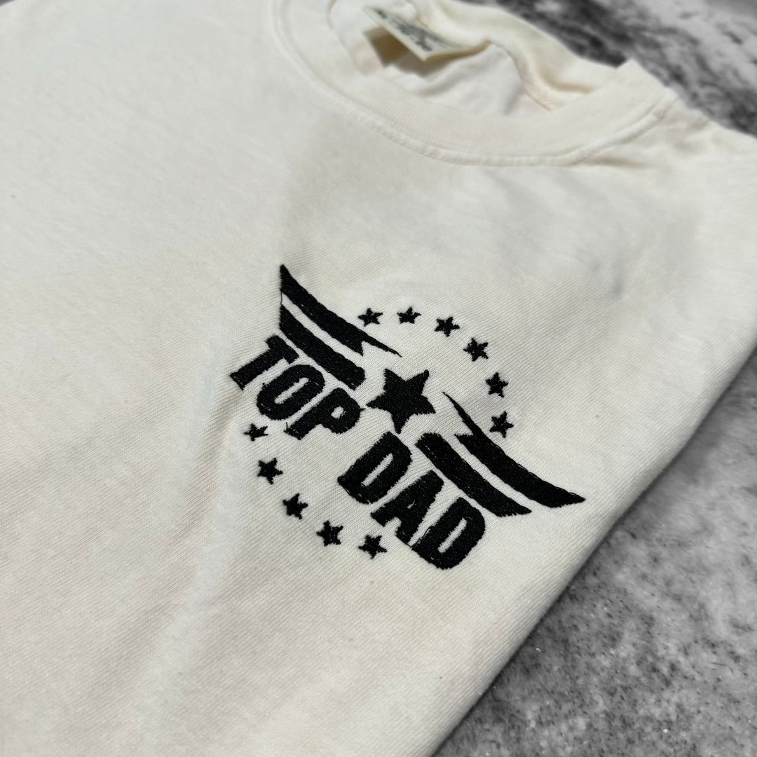 Top Dad Embroidered T-Shirt Ivory