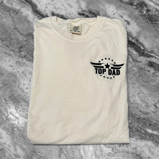 Top Dad Embroidered T-Shirt Ivory
