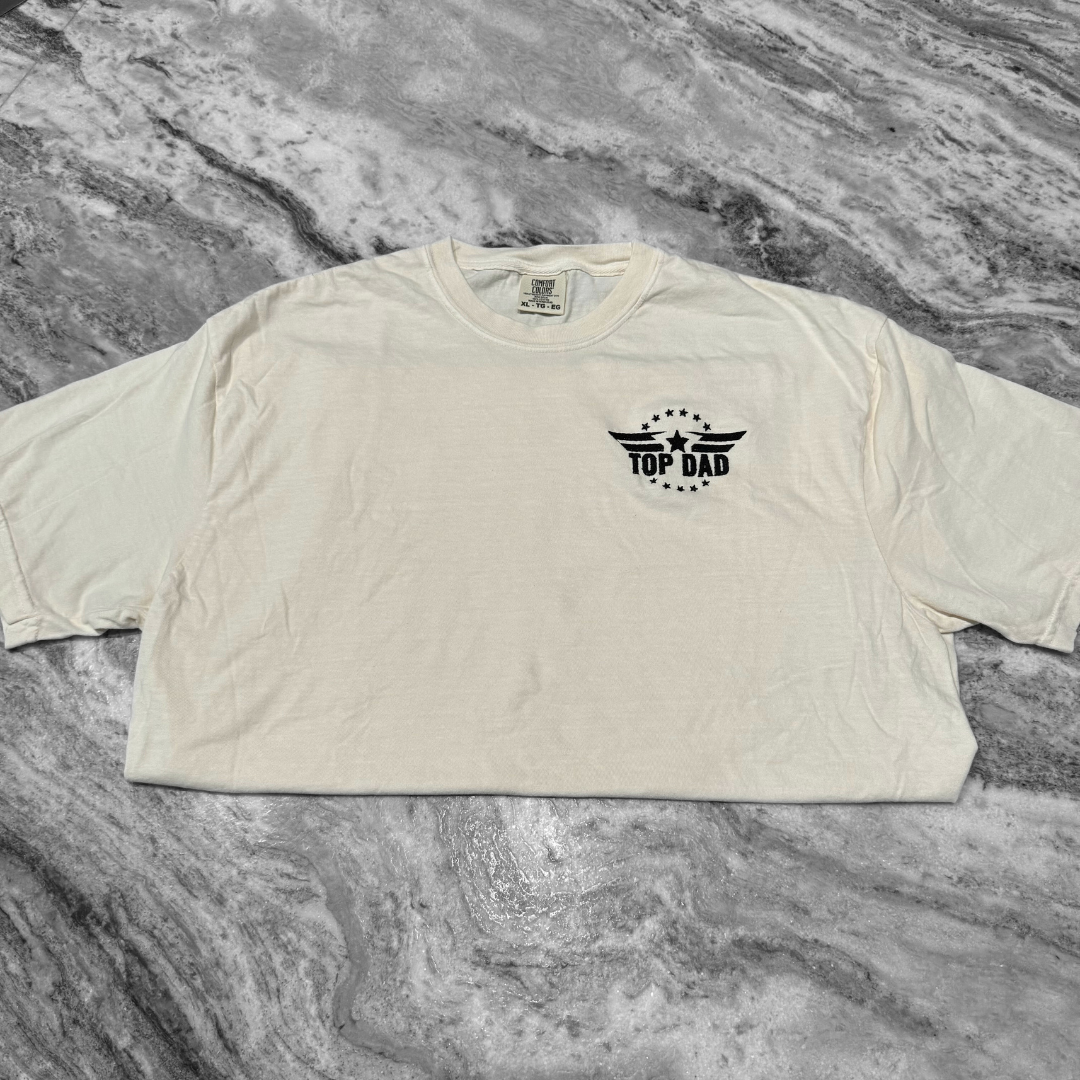Top Dad Embroidered T-Shirt Ivory
