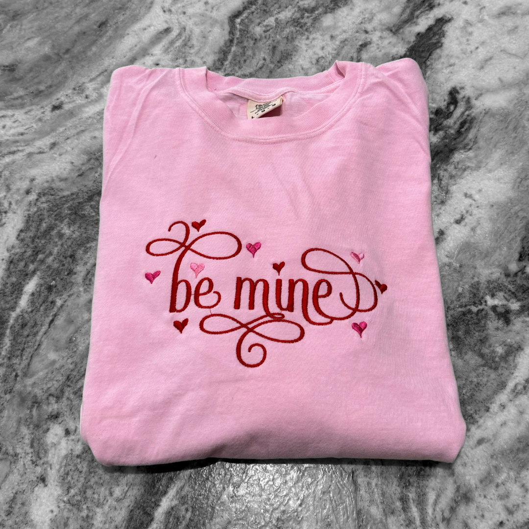 Be Mine Vday Embroidered Long Sleeve T-Shirt