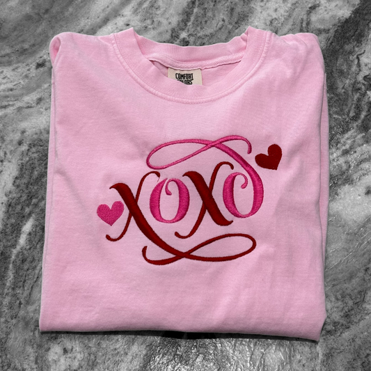 XoXo Vday Embroidered Long Sleeve T-Shirt