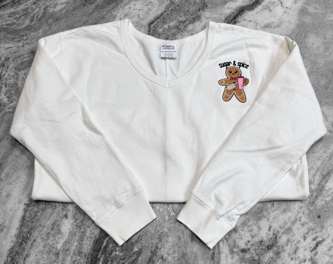 Gingerbread Girl V-Neck Sweatshirt
