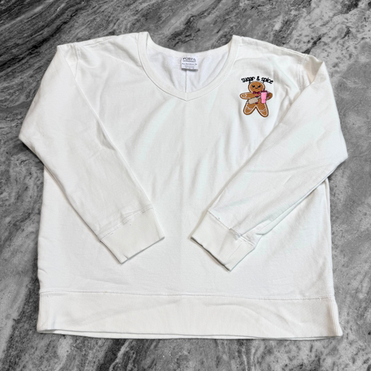 Gingerbread Girl V-Neck Sweatshirt