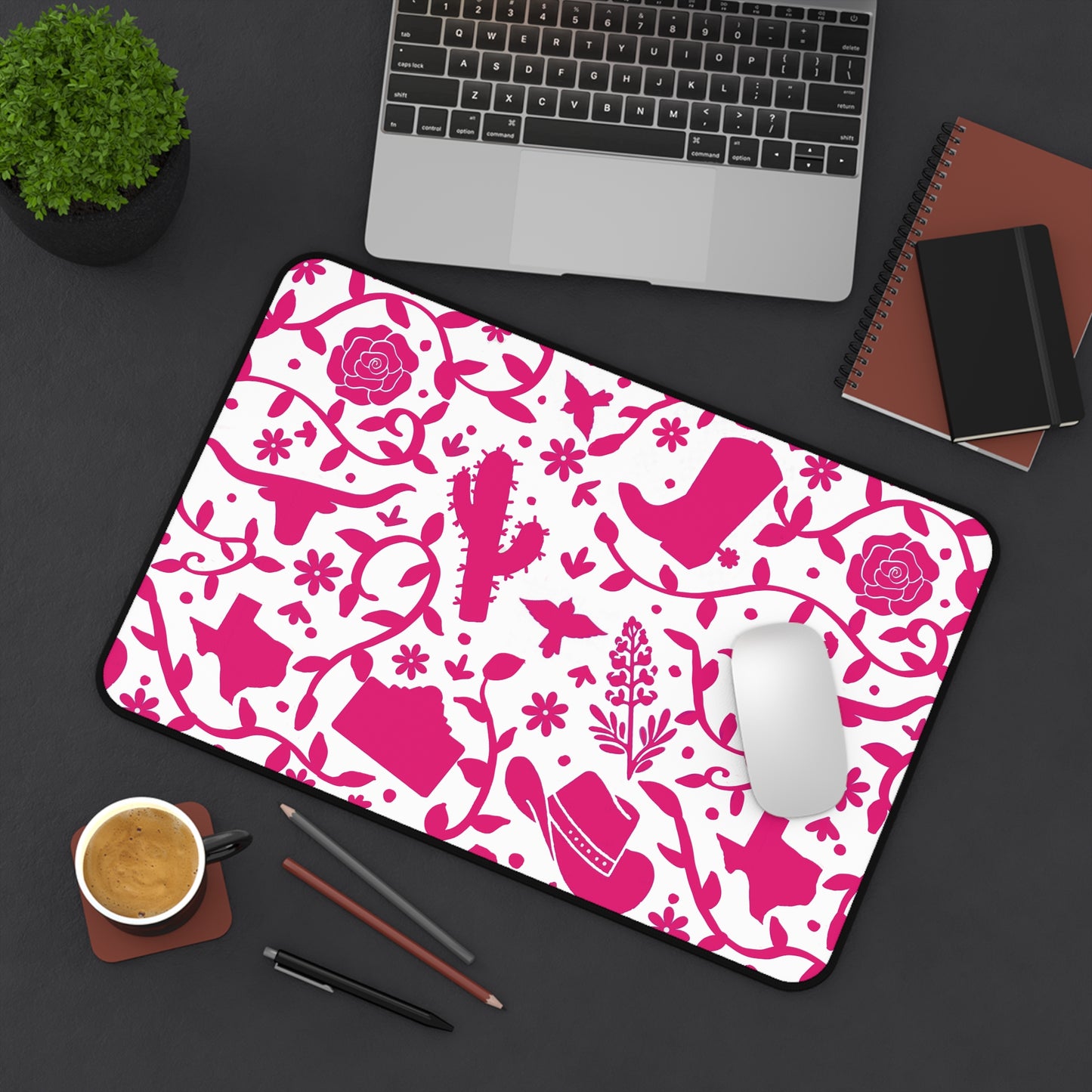 Texas Otomi Hot Pink Desk Mat