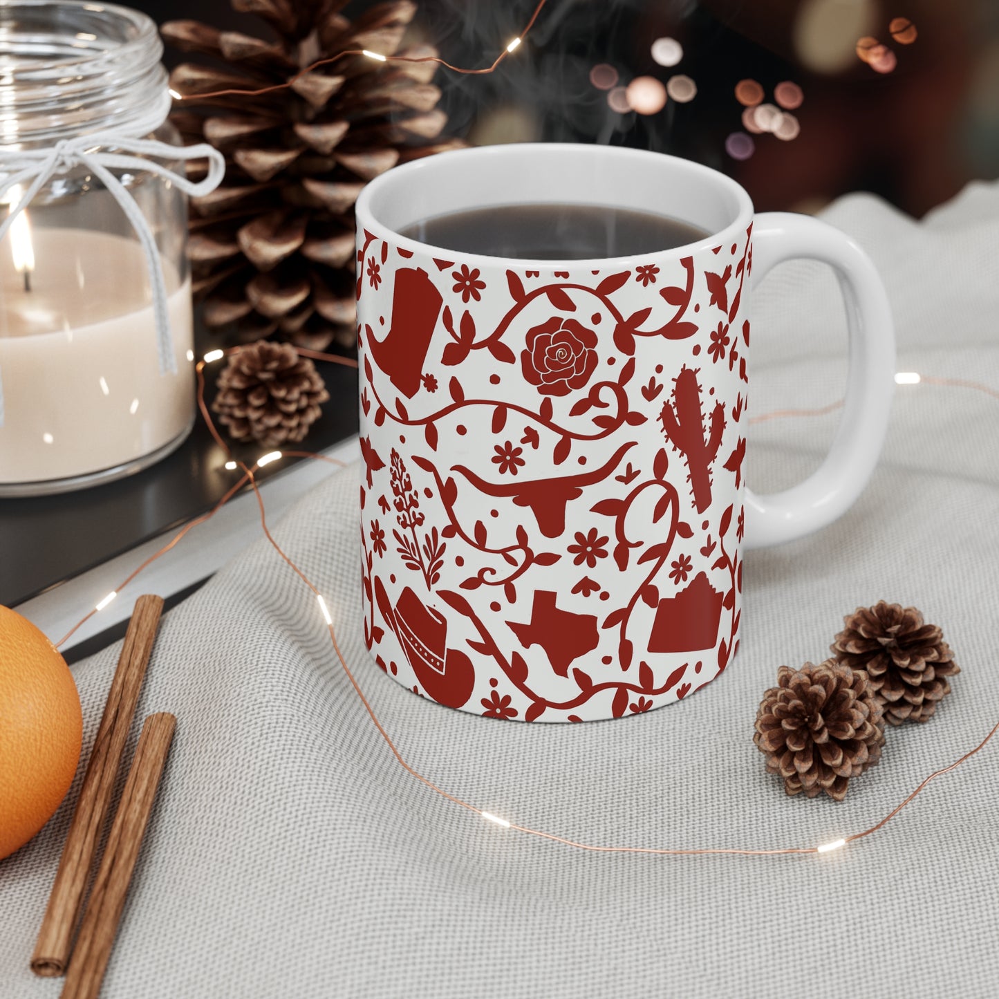 Texas Otomi Maroon Ceramic 11oz Mug