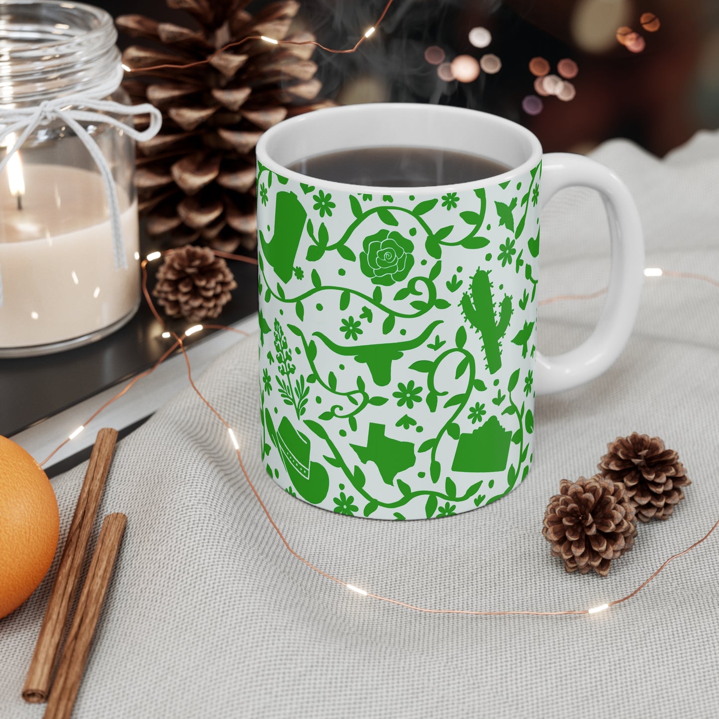 Texas Otomi Green Ceramic 11oz Mug