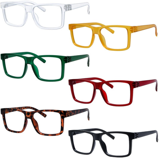 6 Pack Oversized Metal-free Screwless Reading Glasses R2508
