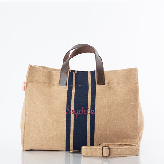 CB Station Jute & Leather Satchel