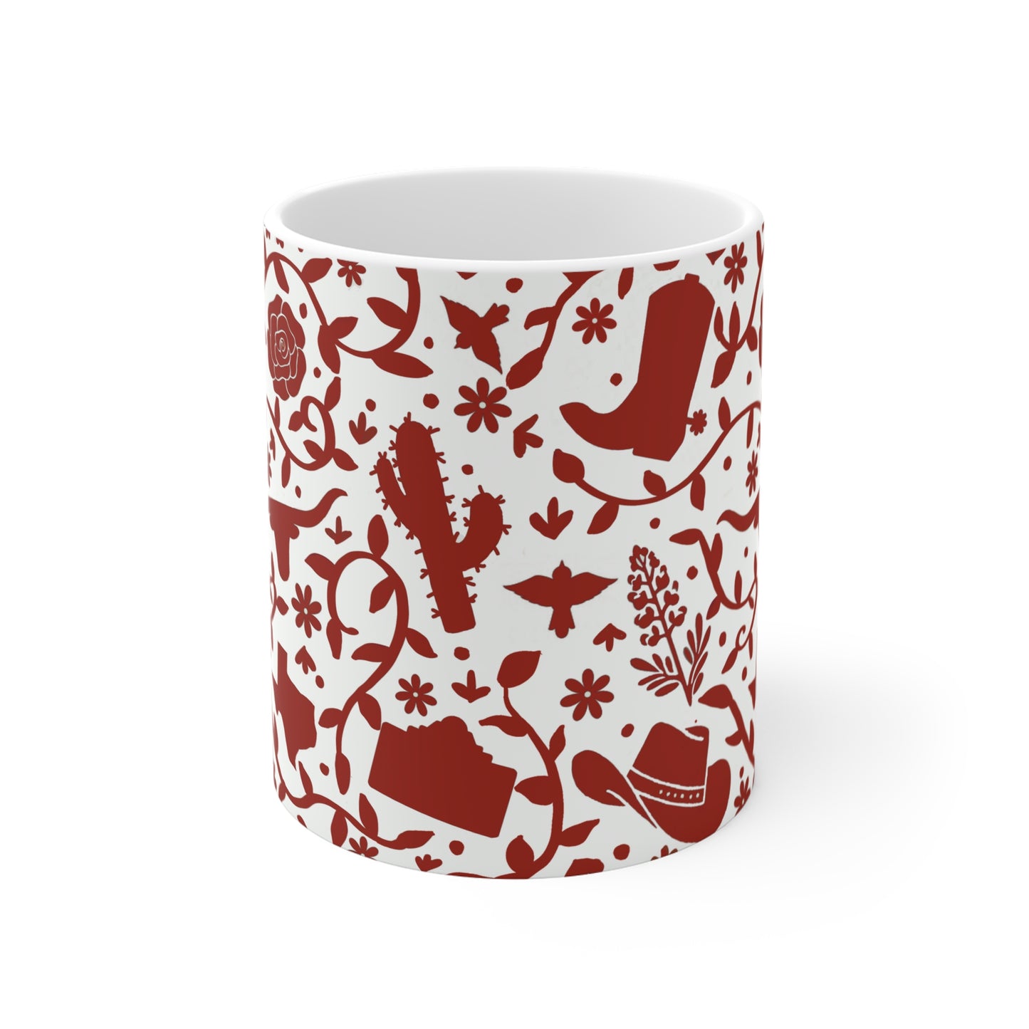 Texas Otomi Maroon Ceramic 11oz Mug