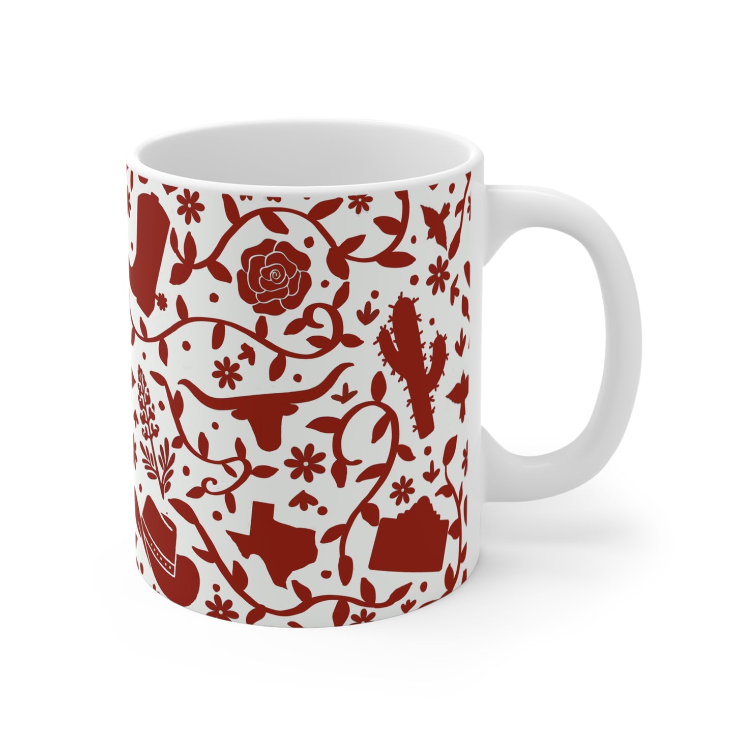 Texas Otomi Maroon Ceramic 11oz Mug