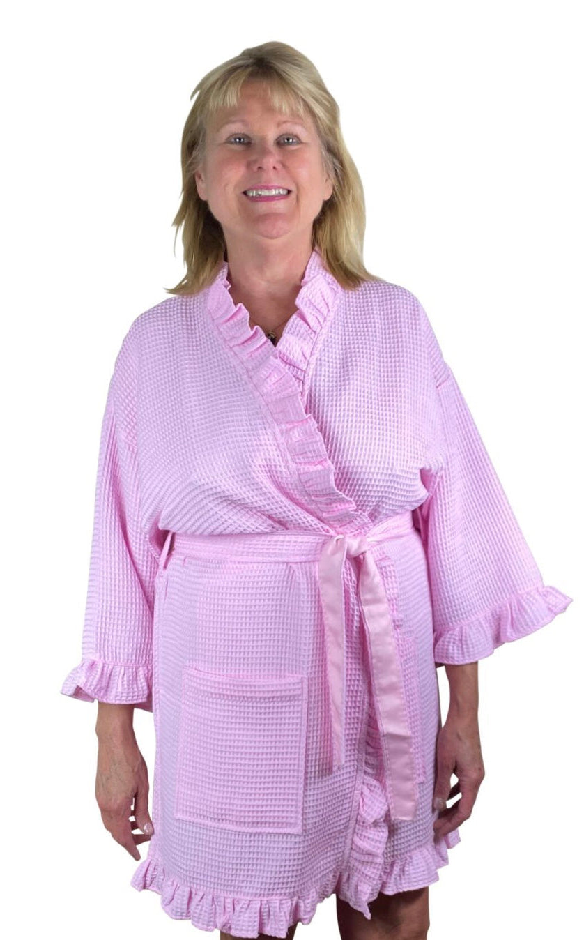 Ruffle Waffle Kimono Spa Robe