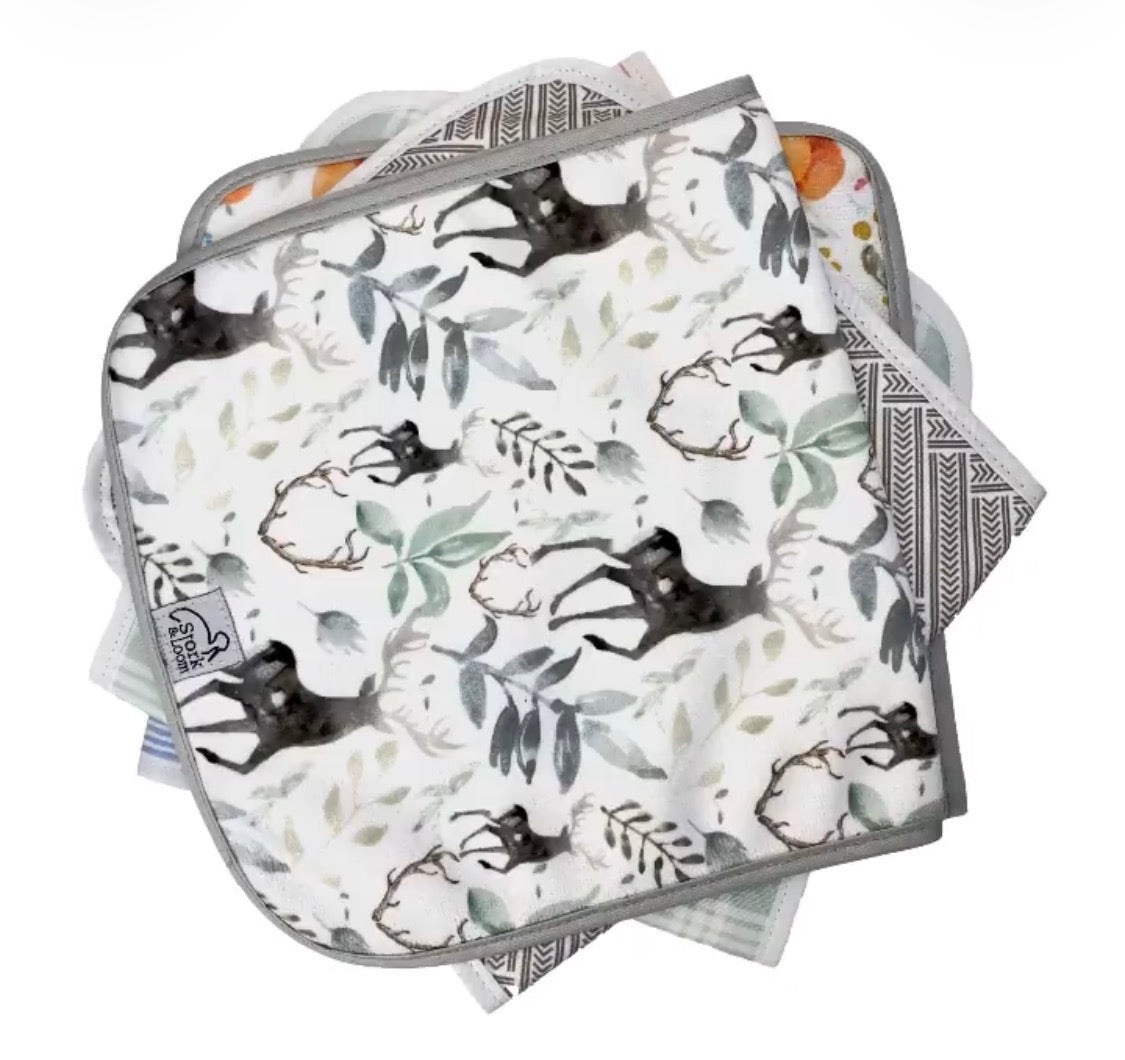 Stork and Loom Printed Terry Burp Cloths