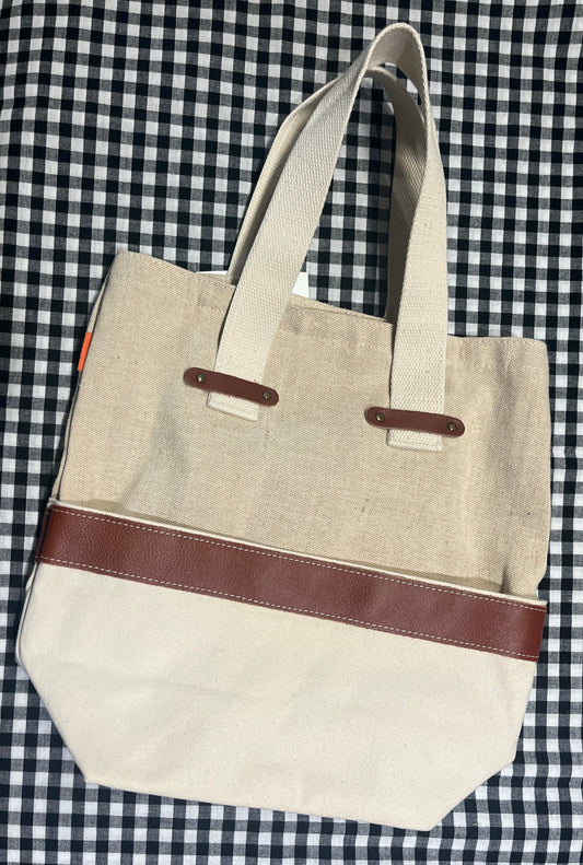 CB Station Jute/Canvas/Leather Tote