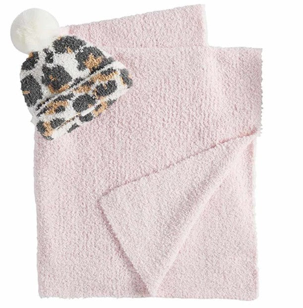 Mudpie Chenille Baby Blanket & Hat Set