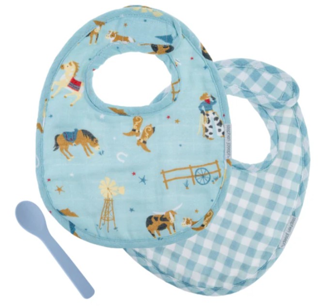Stephen Joseph Muslin Bib & Spoon Set