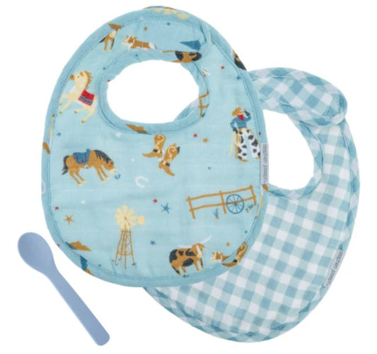Stephen Joseph Muslin Bib & Spoon Set