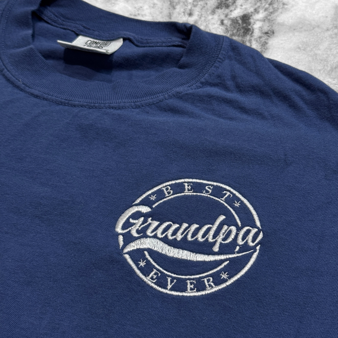 Best Grandpa Ever Embroidered T-Shirt Navy