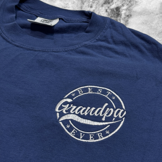 Best Grandpa Ever Embroidered T-Shirt Navy