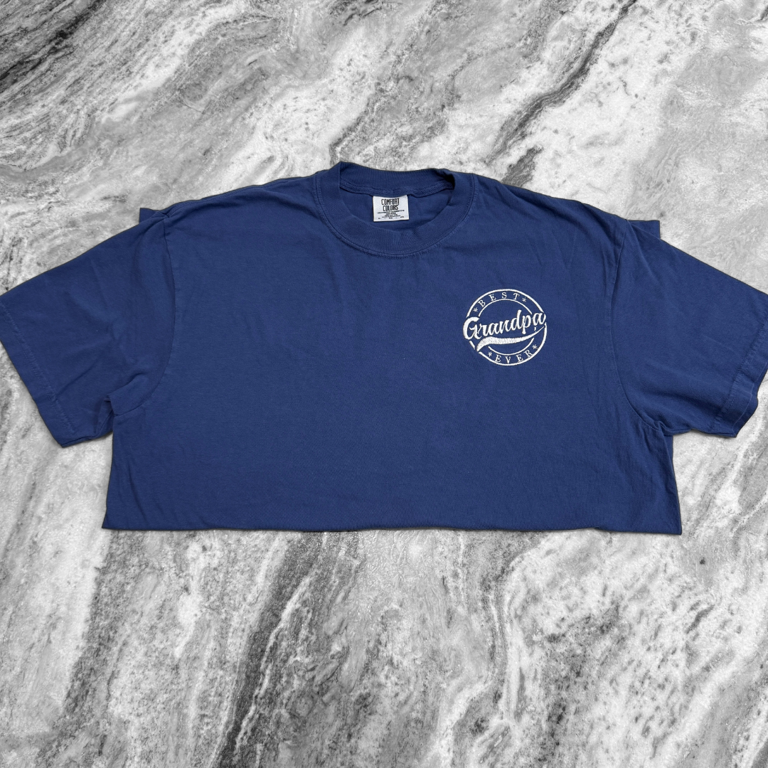 Best Grandpa Ever Embroidered T-Shirt Navy