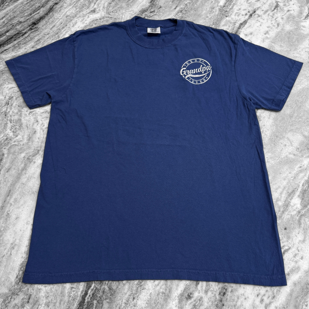 Best Grandpa Ever Embroidered T-Shirt Navy
