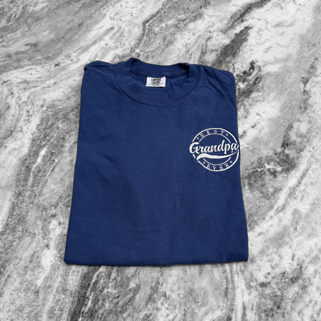 Best Grandpa Ever Embroidered T-Shirt Navy